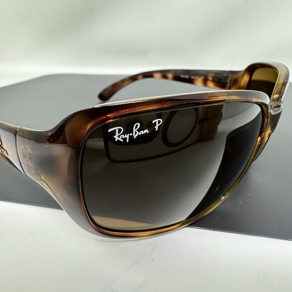 RAY BAN RB 4068 642/57 HAVANA Glass POLARIZED Lenses SUNGLASSES 60-17 - Picture 7 of 10